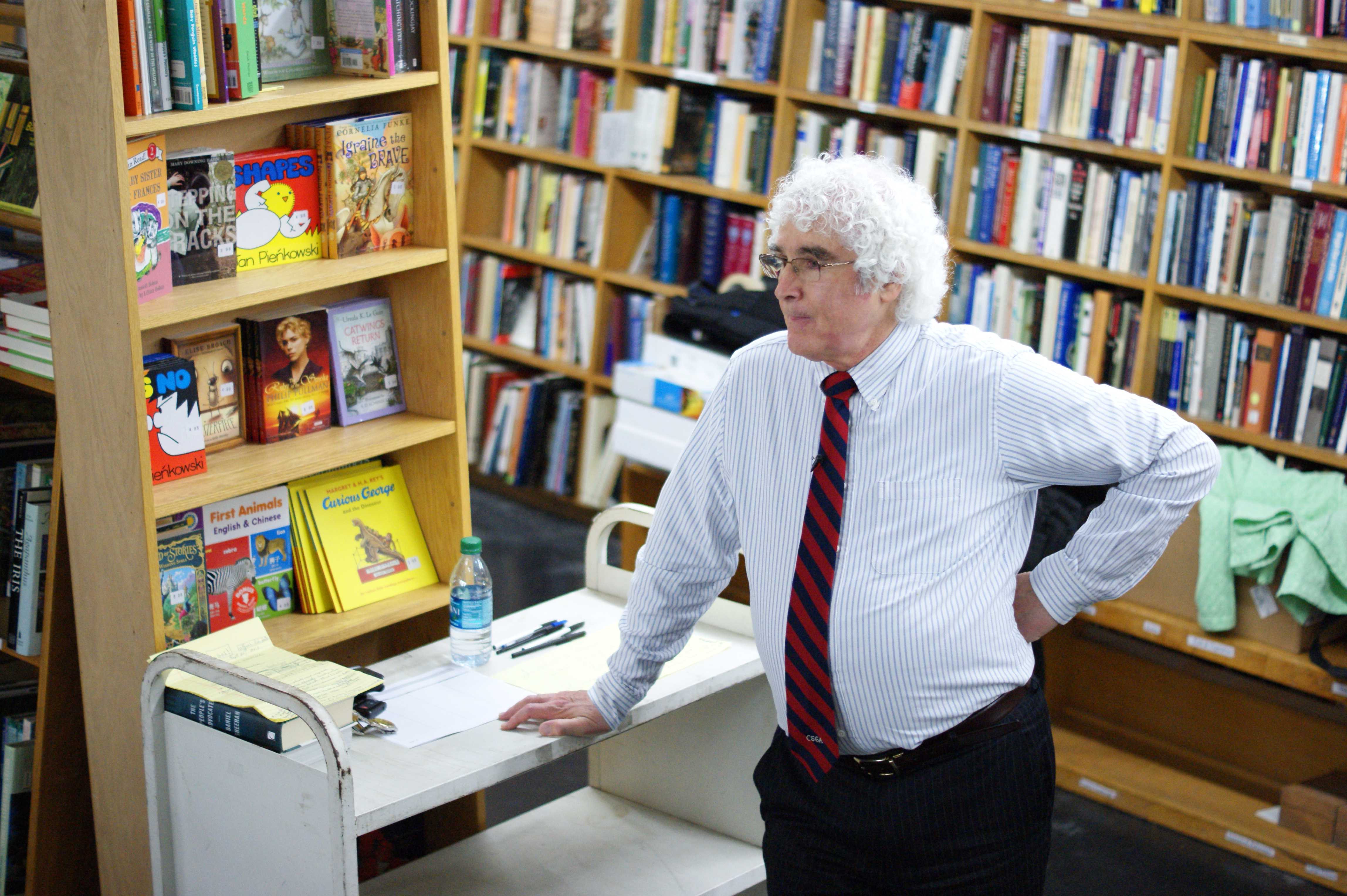 Danny Sheehan in a library